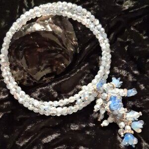 Elegant Silver and Blue Beaded Necklace